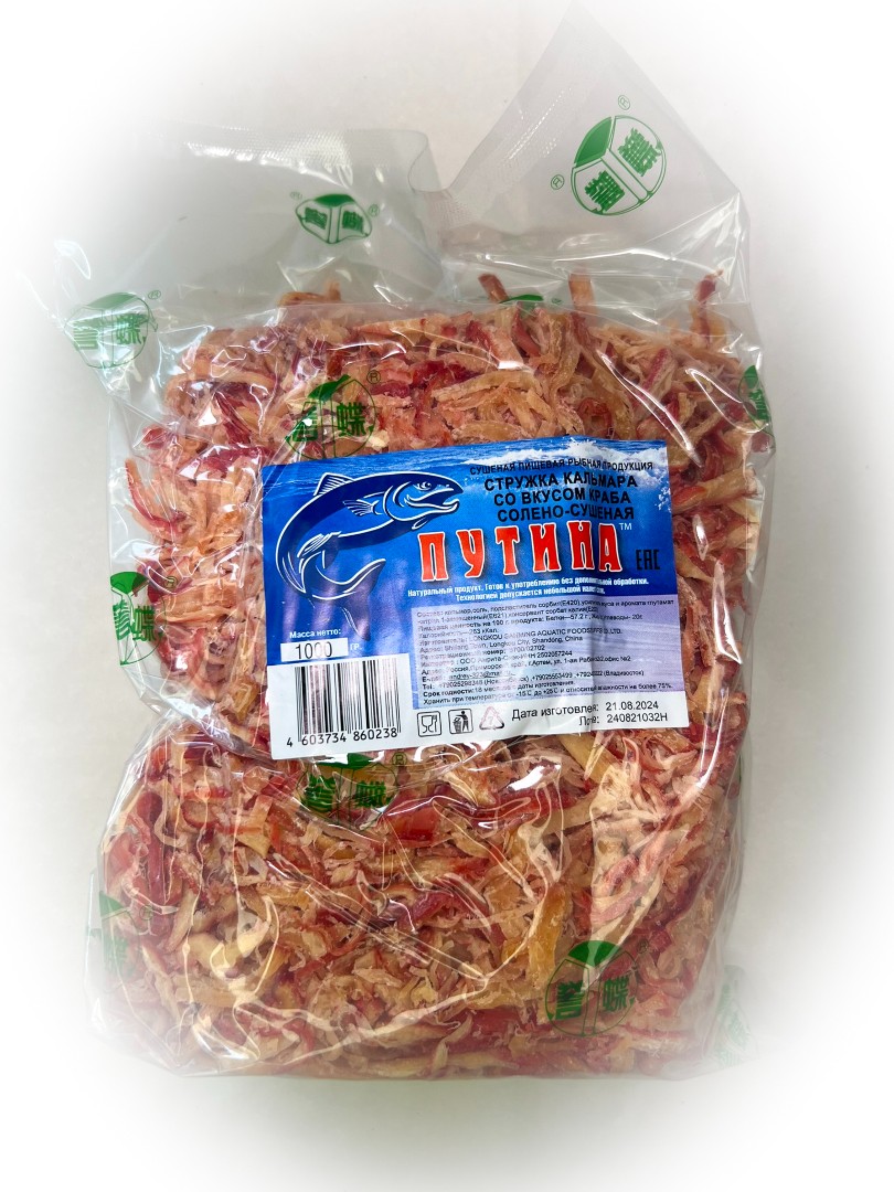 Кальмар стружка со вкусом краба "Розовая" (ПУТИНА) в Междуреченске